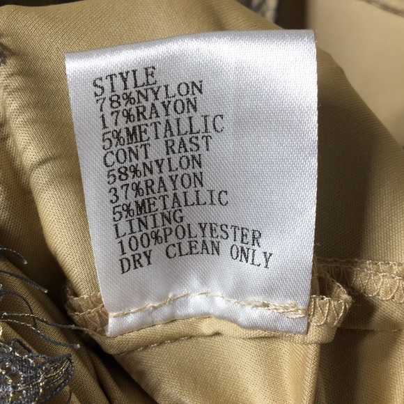 Tadashi Shoji Metallic Lace Tiered Rosette Dress 2 - Picture 13 of 14